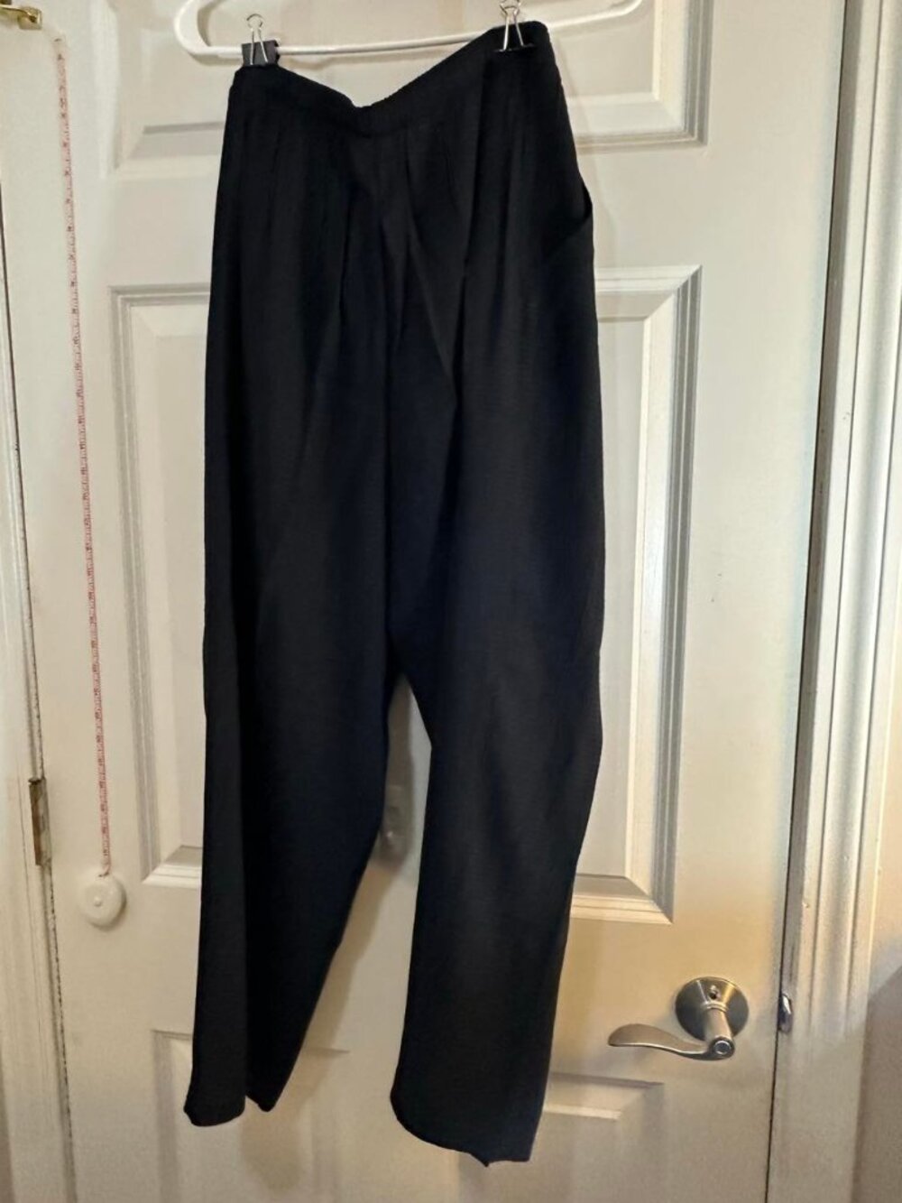 Nina St. Claire Black Rayon Crinkle Pull On Drawstring Wide Leg Crop Pants 12